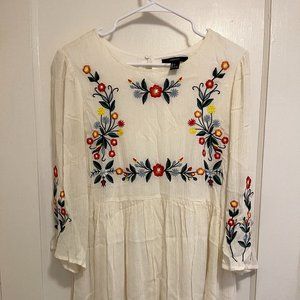 Forever 21 Floral White Dress, Size L